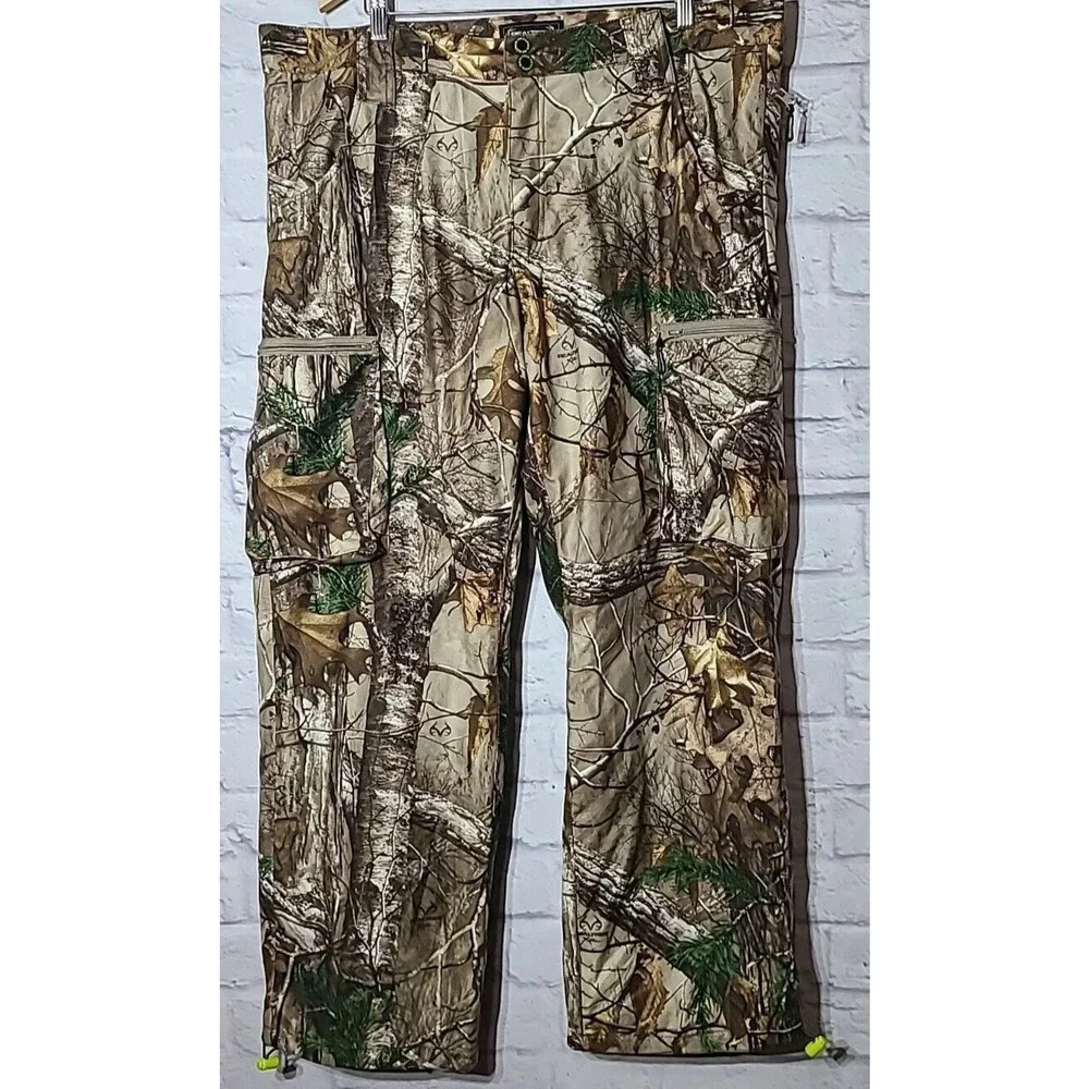 Realtree Cargo Hunting Pants Men's XL 40-42 Brown Beige Trees Leaves Outdoors